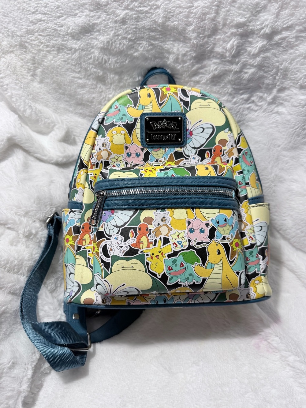 Loungefly Pokémon Mini Backpack - Yellow, Blue & Green Character Collage